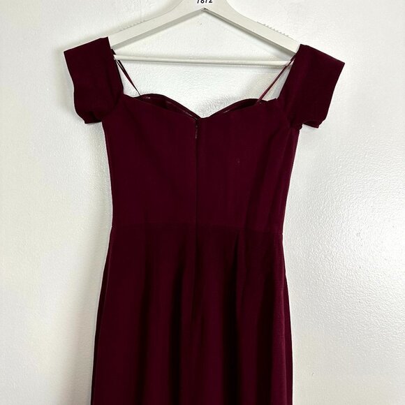DRESS THE POPULATION Bailey Off the Shoulder Body-Con Dress in Burgundy X-Small - Picture 10 of 15